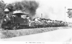 Postcard featuring the free train, Lautoka, Fiji, 1940s