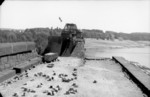 Damaged Möhnesee dam, Germany, late May 1943; note barrage balloon