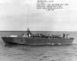 Higgins 78-foot PT Boat photographed 26 Jan 1943 by Higgins Industries in New Orleans, Louisiana before delivery to the US Navy. This boat went on to serve as PT-200 and spent her career as a training boat. Photo 3 of 6