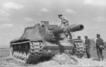 German soldiers with Soviet SU-152 self-propelled gun, Kursk Oblast, Russia, Aug-Sep 1943