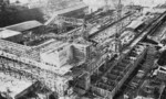 Construction of Submarine Pen Kilian atop of dry dock III, Deutsche Werke Kiel, Germany, 1943