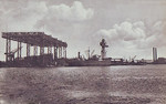 Merchant ship Vale nearing completion on Slip I of Nordseewerke Emden shipyard, Emden, Germany, 1940