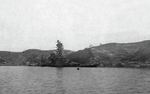 Ise sunken in shallow water, Kure, Japan, Oct 1945