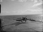 Firebrand IV aircraft aboard HMS Illustrious on the Clyde, Scotland, United Kingdom, 8-9 Feb 1943, photo 8 of 10