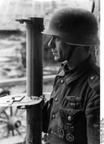 German soldier with Panzerschreck weapon, near Metz, France, 27 Oct 1944