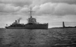 Bremse off Laboe, Germany, 1936-1941; note Laboe Naval Memorial in background