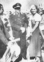 German aviator Ernst Udet and British actress Lilian Harvey at an air show, Los Angeles, California, United States, 1933