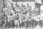 Personnel of the Soviet 88th International Brigade after field training, probably at Kerki, Turkmen SSR, Russia, 5 Oct 1943; note commanding officer Major General Zhou Baozhong and Kim Song-ju (later known as Kim Il-sung) in front row