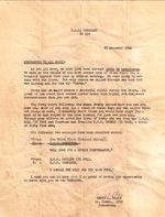 Memorandum of Commendation to “All Hands” of destroyer escort USS Tabberer from her commanding officer, LtCdr Henry Plage, commending them for their performance in the recent typhoon and subsequent rescue work.