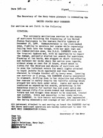 Citation from the Secretary of the Navy authorizing the Navy Unit Commendation for the USS Tabberer and her entire compliment of men for their heroic and persistent rescue work following Typhoon Cobra.