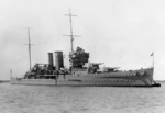 HMS York secured to a buoy, 1930