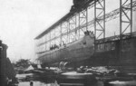 Submarine Deutschland being serviced at Friedrich Krupp Germaniawerft, Kiel, Germany, 1918, photo 1 of 2