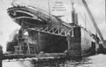 A ship in the floating drydock at AG Vulcan Stettin shipyard, Stettin, Germany (now Szczecin, Poland), circa 1920s