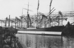 Launching ceremony of sailing ship Padua, Tecklenborg Werft shipyard, Bremerhaven, Germany, 24 Jun 1926