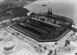 View of Pearl Harbor coaling station from the top of Radio Tower No. 1, Pearl Harbor, Hawaii, Aug 1919.