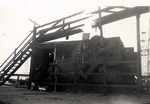 Damage to an oil pumping station on the Ellwood piers, Goleta, California, United States following a shelling attack by Japanese submarine I-17, 23 Feb 1942.