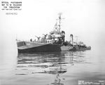 USS Bailey departing Mare Island Naval Shipyard, Vallejo, California, United States, 8 Dec 1944 following repairs due to a strafing attack off Peleliu. Photo 2 of 3.