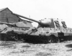 German heavy armored fighting vehicles at the Henschel tank testing ground at Haustenbeck near Paderborn, Germany, Jun 1945