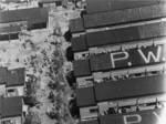 Allied prisoner of war camp near Yokohama, Japan, seen from an aircraft from USS Shangri-La, mid-Aug 1945