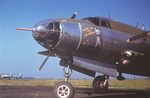 B-26G Marauder “Sure Go for No Dough” of the 394th Bomb Group (Medium) sitting on the ramp at RAF Mount Farm, Oxfordshire, England, United Kingdom, 1945.