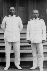 Japanese Navy Minister Admiral Mitsumasa Yonai and Deputy Minister Admiral Isoroku Yamamoto, Japan, late 1930s, photo 2 of 2