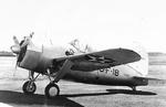 F2A-1 Buffalo aircraft of US Navy squadron VF-3 assigned to USS Saratoga at rest on an airfield ashore, 1940