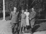 Vidkun Quisling, Mrs. Fuglesang, an unidentified woman, and Rolf Jørgen Fuglesang, Norway, 1940s