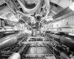 View of the forward torpedo room aboard Sargo-class submarine Saury during her fitting out period at the Electric Boat Company, Groton, Connecticut, United States, 14 Jan 1939.