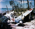 Wrecked A6M3 Zero aircraft at Munda Field, New Georgia, Solomon Islands, Sep 1943