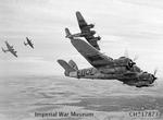 A group of Beaufighter Mk X aircraft of No. 404 Squadron RCAF in flight near Dallachy, Scotland, United Kingdom, 16-18 Feb 1945