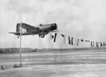 An US Army Air Corps pilot landing his BT-13 Valiant aircraft at Gunther Field in Montgomery, Alabama, United States, 7 Apr 1943