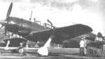 C6N-1S Saiun nightfighter aircraft of Japanese Navy 302nd Naval Air Group at rest, Atsugi Airfield, Kanagawa, Japan, Jun 1945