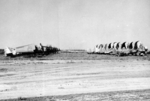 F6F Hellcat and F4U Corsair aircraft awaiting service, Air Station Point Mugu, California, United States, circa 1945