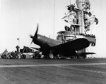 F4U-1D Corsair fighter of US Marine Corps squadron VMF-511 aboard USS Block Island, 5 Feb 1945