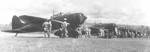 D3A dive bombers with telescopic sights preparing for take off from an airfield, circa late 1930s or early 1940s