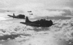 SBD Dauntless aircraft in flight back to USS Yorktown after an attack on Tulagi, Solomon Islands, 4 May 1942