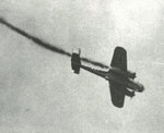 With a streak of black smoke behind it, this Do 17 aircraft was losing altitude due to battle damage, Britain, circa May 1940