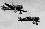 Finnish D.XXI aircraft in flight, circa 1940s