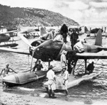 Japanese E13A seaplane, most likely from the seaplane tender Kamikawa Maru, 1940s