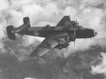 Halifax B Mk III bomber in flight, circa 1940s