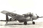 A Hs 129 ground attack aircraft with a 30mm armor piercing gun under nose at rest, 1940s