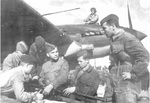 Air and ground crew members of an Il-2 Sturmovik aircraft, circa 1940s