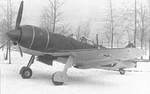 A La-7 aircraft resting on a snowing airfield, circa 1940s