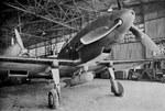 Re.2001 Falco II fighter in a hangar, 1940s