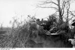 Camouflaged German SdKfz 124 Wespe self-propelled gun near Nettuno, Italy, Mar 1944, photo 2 of 2