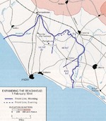 Map of Allied force dispositions at Anzio, Italy, 1 Feb 1944