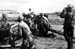 Soviet 76mm Divisional Gun (ZiS-3) firing on Japanese positions near Hailar, Xing