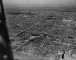 Aerial view of devastated Asakusa, Tokyo, Japan, 28 Sep 1945; note Senso-ji temple