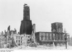 Destroyed houses and church in Calais, France, afternoon of 1 Jun 1940