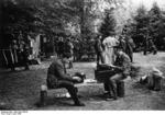 William Shirer and another journalist reporting on the French surrender, Compiègne, France, 21-22 Jun 1940